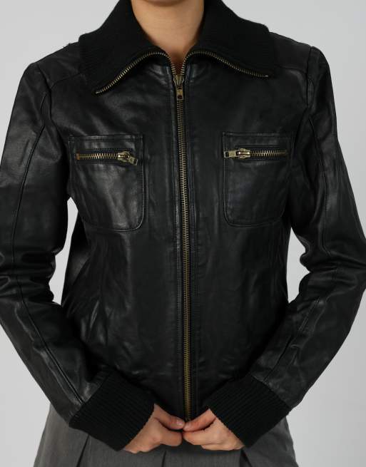 Vintage OVS M leather jacket in black, 4 of 4