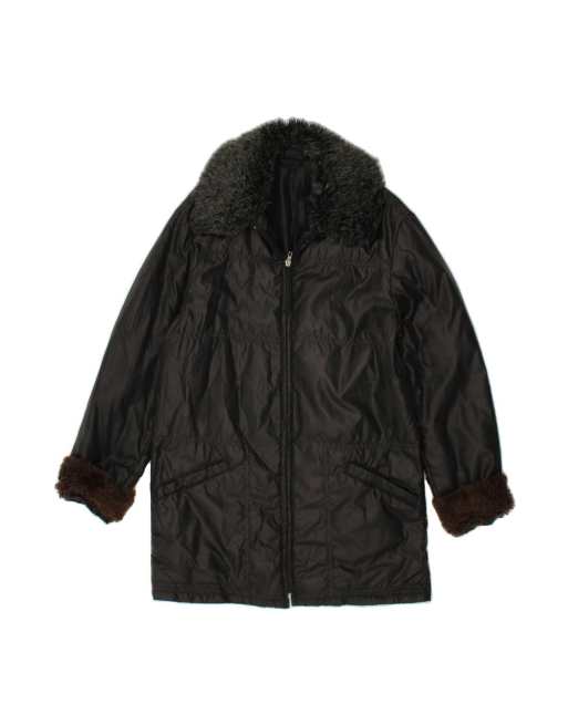 Vintage Padded Coat UK 18 XL In Black
