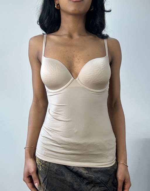 Vintage padded cup cami in beige