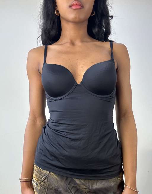 Vintage padded cup cami in black