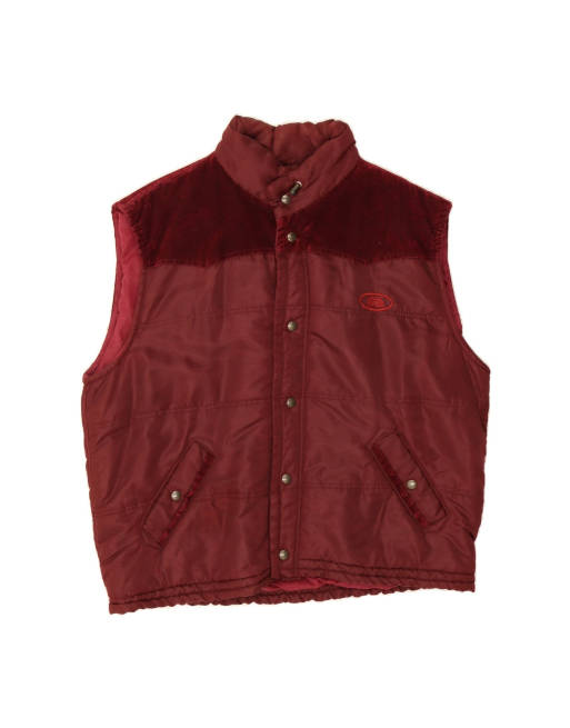 Vintage Padded Gilet UK 42 XL In Burgundy