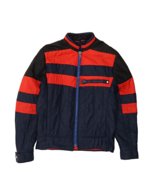 Vintage Padded Jacket It 48 Medium In Blue Colourblock