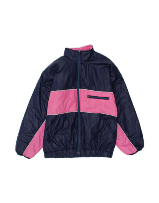 Vintage Padded Jacket UK 14 Large In Blue Colourblock