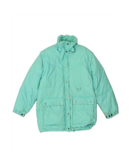 Vintage Padded Jacket UK 14 Medium In Turquoise