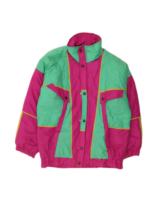 Vintage Padded Jacket UK 40 Large In Pink Colourblock
