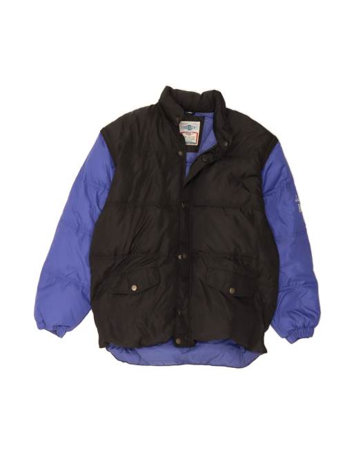 Vintage Padded Jacket UK 42 XL In Black Colourblock