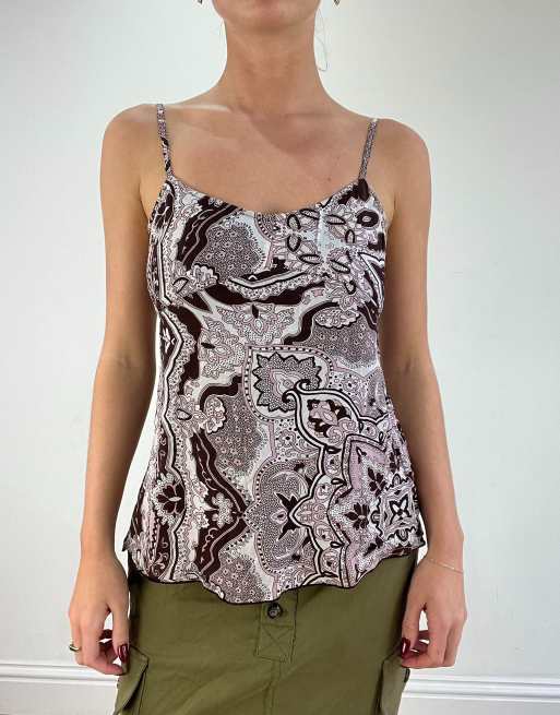 Vintage paisley print cami in purple