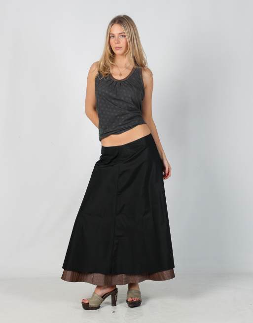 Vintage Pancaldi & B M woven maxi skirt in black