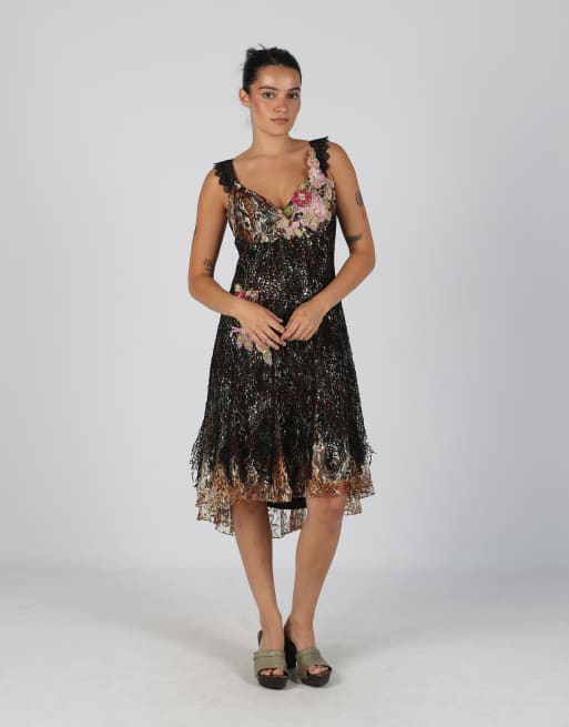 Vintage Pastore M woven midi dress in black