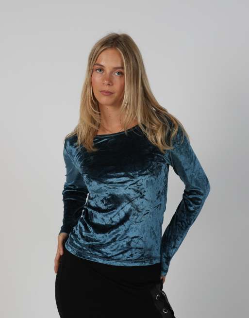 Vintage Patrizia Pepe S long sleeve top in blue, 1 of 4