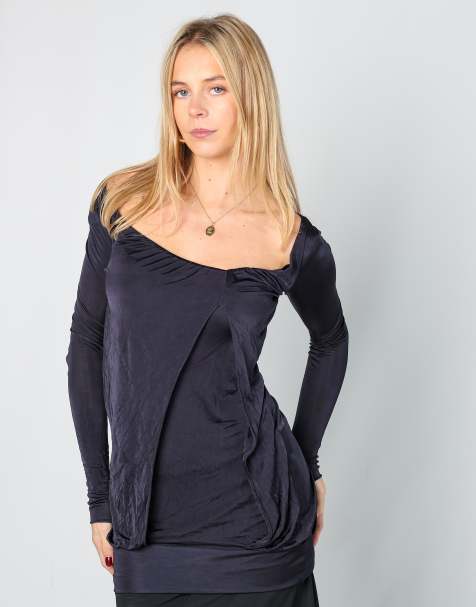 Vintage Patrizia Pepe S long sleeve top in navy blue - view 1