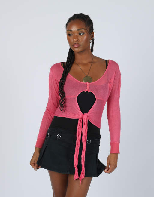 Vintage Patrizia Pepe S long sleeve top in pink, 3 of 4
