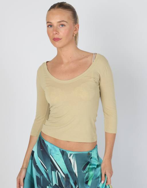Vintage Patrizia Pepe S woven top in beige