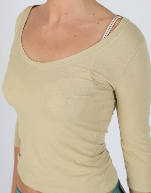 Vintage Patrizia Pepe S woven top in beige, 4 of 4