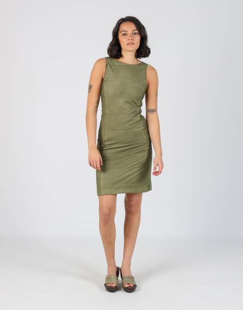 Vintage Patrizia Pepe XS woven midi dress in dark green - view 1