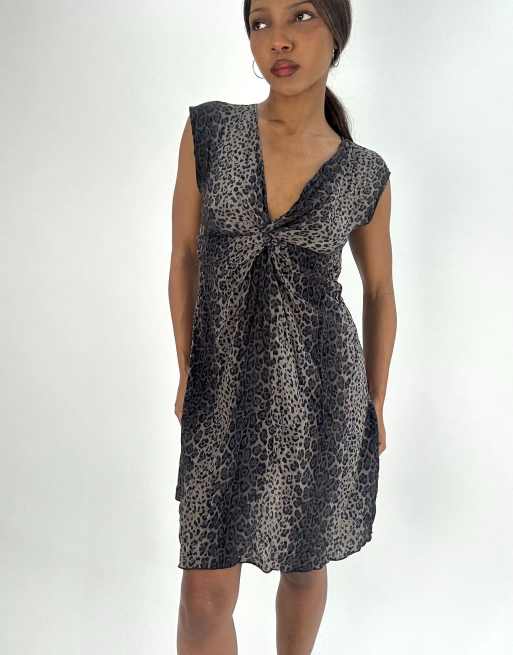 Vintage patterened midi dress in brown