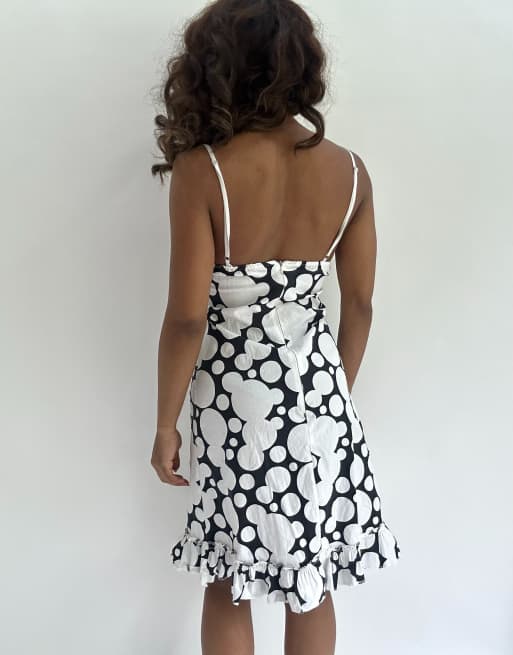 Vintage patterned midi dress in white, 2 of 4