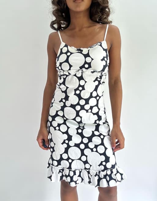 Vintage patterned midi dress in white, 3 of 4