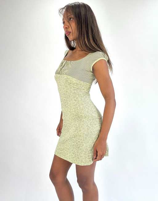Vintage patterned mini dress in green, 4 of 4