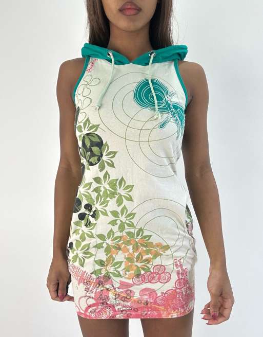 Vintage patterned mini dress in white, 3 of 4
