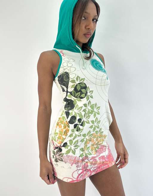 Vintage patterned mini dress in white, 4 of 4