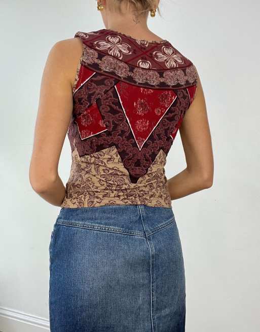 Vintage patterned tank top in red | ASOS
