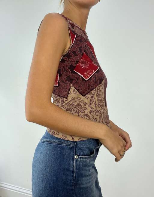 Vintage patterned tank top in red | ASOS