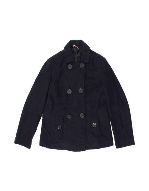 Vintage Pea Coat UK 12 Medium In Blue