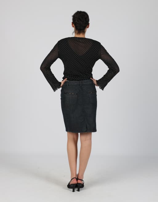 Vintage Penny Black S denim midi skirt in blue, 3 of 4