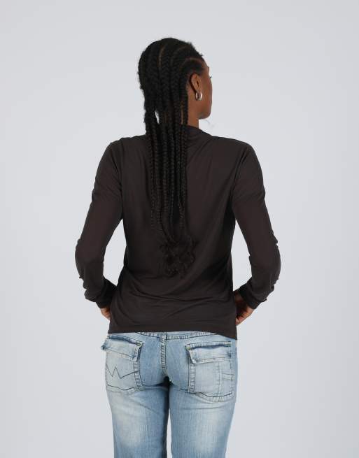 Vintage Penny Black S long sleeve top in brown, 2 of 4