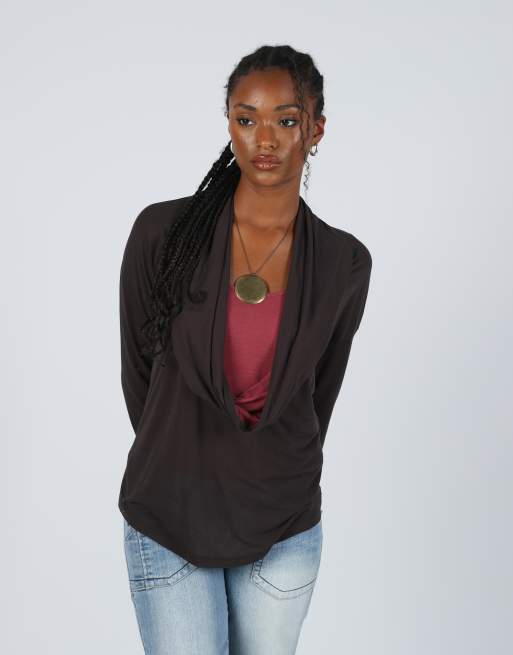 Vintage Penny Black S long sleeve top in brown, 3 of 4