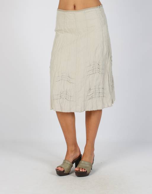 Vintage Penny Black S woven midi skirt in beige, 2 of 4