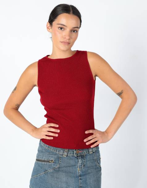 Vintage PennyPull M Knitted Top Burgundy Red - view 1