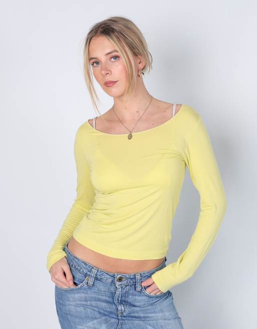 Vintage PennyPull M long sleeve top in yellow