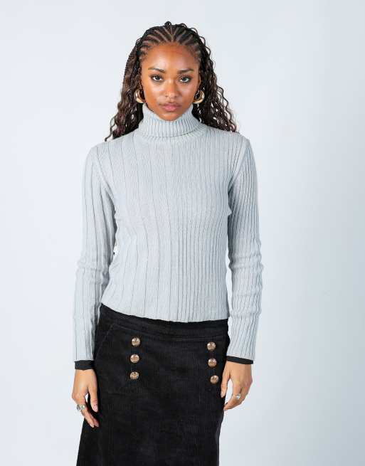 Vintage PennyPull S knitted top in light grey