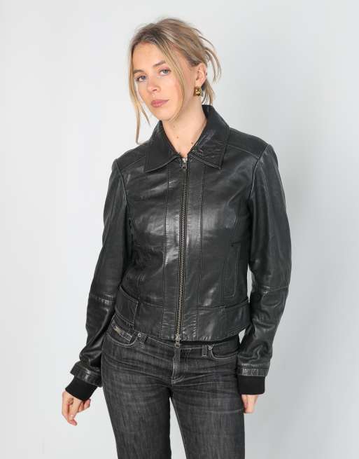 Vintage PennyPull S leather jacket in black