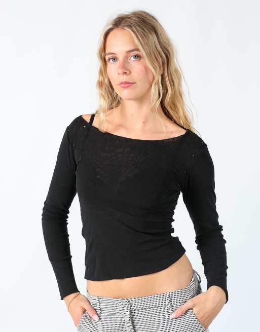 Vintage PennyPull S long sleeve top in black