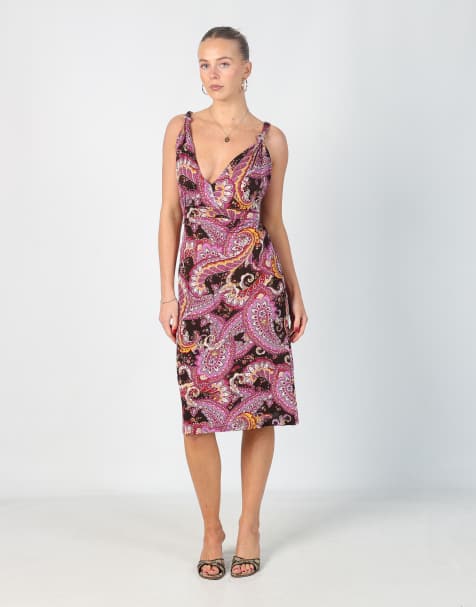 Vintage PennyPull S woven midi dress in purple - view 1