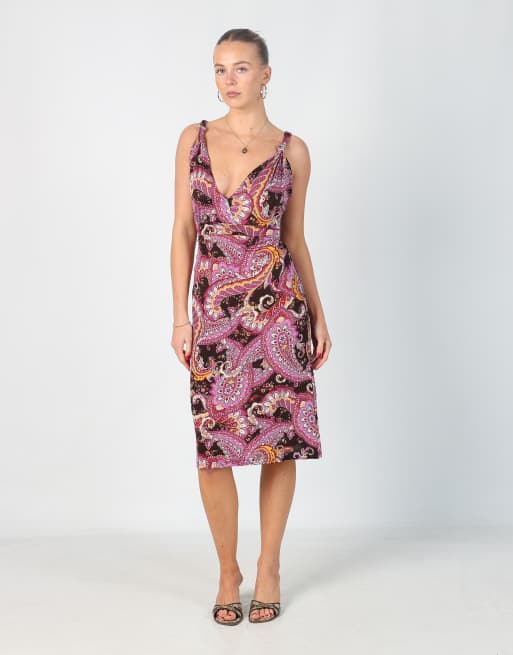 Vintage PennyPull S woven midi dress in purple
