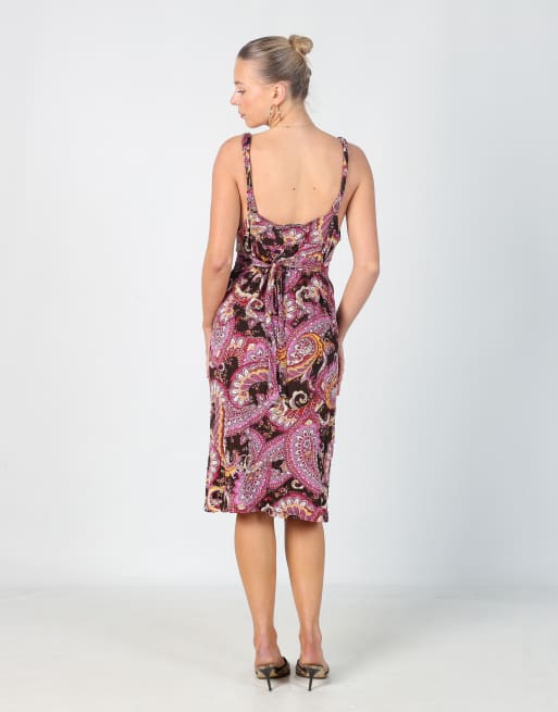 Vintage PennyPull S woven midi dress in purple, 3 of 4