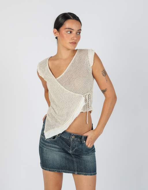 Vintage PennyPull S woven top in beige, 3 of 4