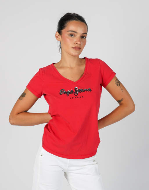 Vintage Pepe Jeans London S baby tee in red, 3 of 4