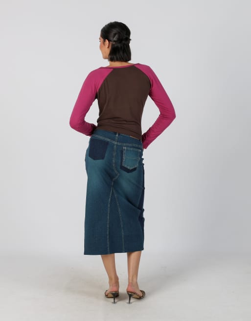 Vintage Pepe Jeans XS denim midi skirt in blue, 3 of 4