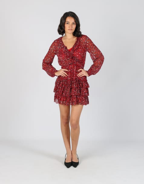 Vintage Pepe Jeans XS woven mini dress in burgundy red - view 1