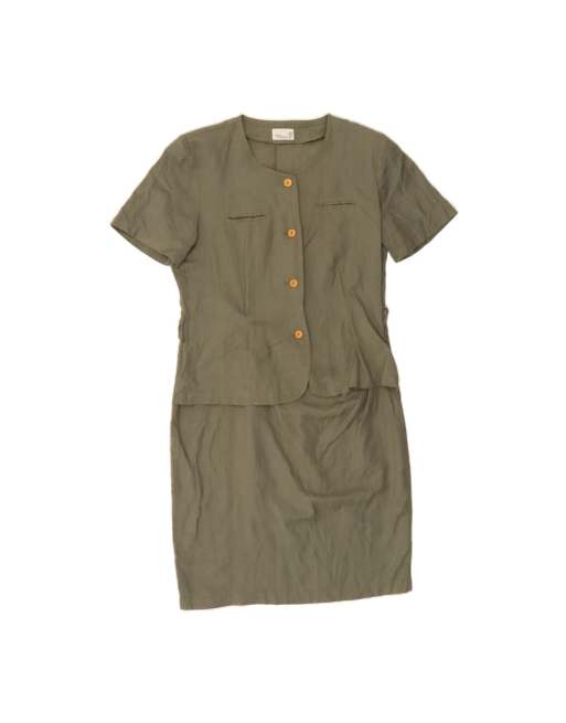 Vintage Peplum Dress It 46 Large In Khaki