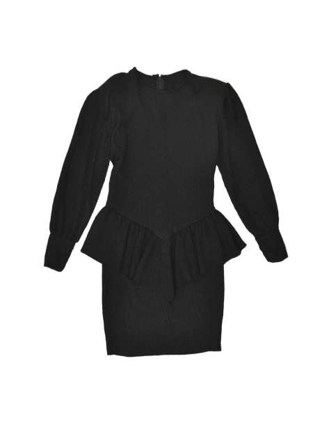 Vintage Peplum Dress UK 14 Large In Black - view 1