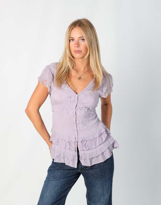 Vintage Per Una M blouse in lilac purple