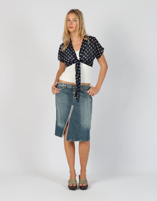 Vintage PHARD S denim midi skirt in blue