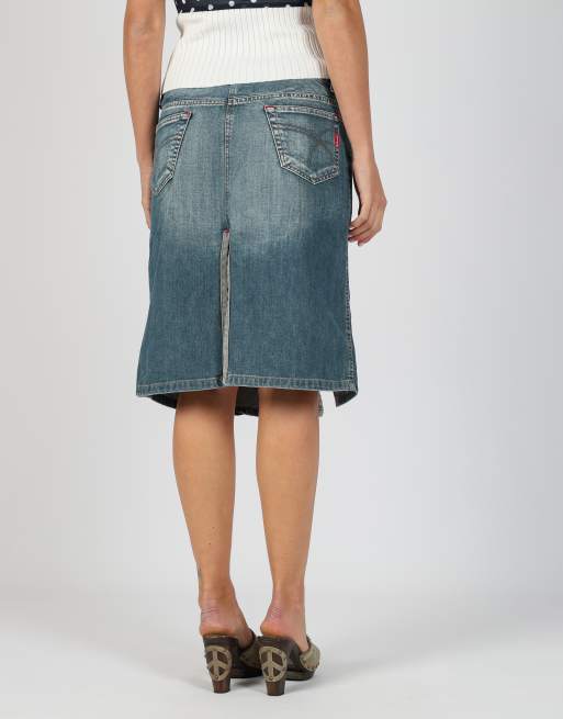 Vintage PHARD S denim midi skirt in blue, 2 of 4