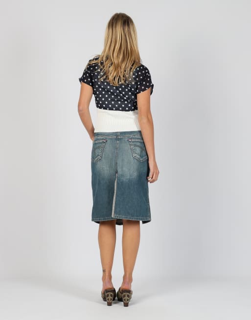 Vintage PHARD S denim midi skirt in blue, 3 of 4